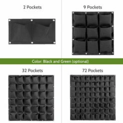 Black Pack 2 Pocket Plant Grow Bag Vertical Wall Mount Balcone Greening ， Per La Protezione Di Mobili Interni Ed Esterni -Vendite VIDAXL 86177718 4