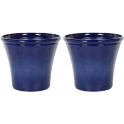 Set Di 2 Vasi Da Fiori In Argilla Blu Navy ⌀ 55 Cm Kokkino