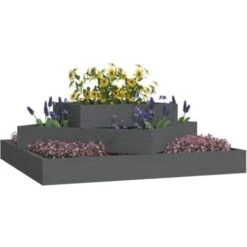 Fioriera Grigia 83x83x27 Cm In Legno Massello Di Pino VidaXL -Vendite VIDAXL 86433311 4