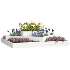Fioriera Bianca 112x112x27 Cm In Legno Massello Di Pino VidaXL -Vendite VIDAXL 86433322 4