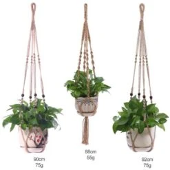 Corda Sospesa Per Piante Macrame Portavaso Appeso Per Piante Appendiabiti Per Interni Ed Esterni Decorazione Da Giardino Con, 4 Pezzi (2) -Vendite VIDAXL 87409605 4