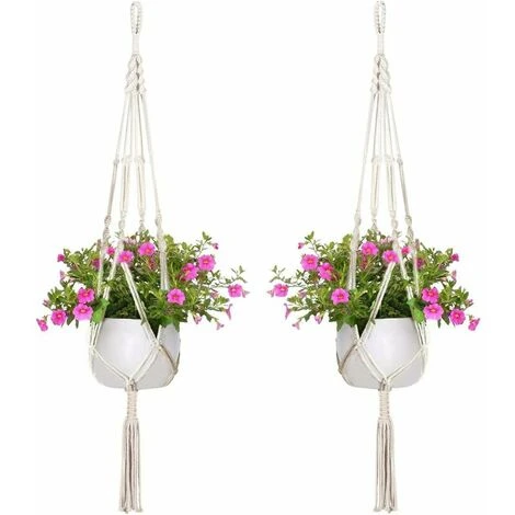 Macrame Hanging Plant Holder Indoor Outdoor Giardino Decorazione Hanging Planter Basket (2 Confezioni) 1 Macrame Hanging Plant Holder Indoor Outdoor Giardino Decorazione Hanging Planter Basket (2 Confezioni)