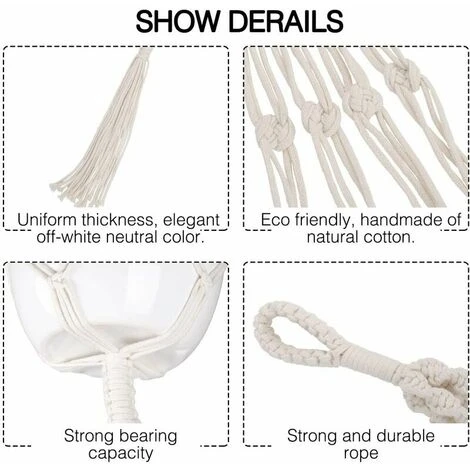 Macrame Hanging Plant Holder Indoor Outdoor Giardino Decorazione Hanging Planter Basket (2 Confezioni) 3 Macrame Hanging Plant Holder Indoor Outdoor Giardino Decorazione Hanging Planter Basket (2 Confezioni) - immagine 3