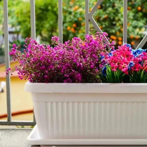 Fioriera Vaso Gaia Rettangolare 60x32 Cm 30 Lt Colore Bianco Con Sottovaso 2 Fioriera Vaso Gaia Rettangolare 60x32 Cm 30 Lt Colore Bianco Con Sottovaso - immagine 2