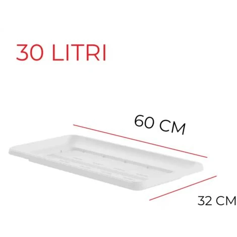 Fioriera Vaso Gaia Rettangolare 60x32 Cm 30 Lt Colore Bianco Con Sottovaso 3 Fioriera Vaso Gaia Rettangolare 60x32 Cm 30 Lt Colore Bianco Con Sottovaso - immagine 3