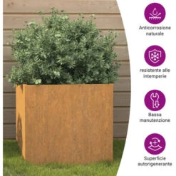 Fioriera Ruggine 32x30x29 Cm Acciaio Corten VidaXL -Vendite VIDAXL 87837679 4