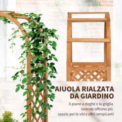 Outsunny Fioriera Da Esterno A Fondo Cavo In Abete Marrone Con Arco Decorativo E Grate Per Rampicanti, 83x36x152 Cm -Vendite VIDAXL 87945803 4