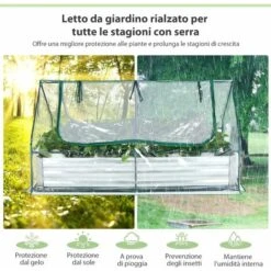 COSTWAY Orto Rialzato Zincato Con Serra, Aiuola Senza Fondo Con Copertura Trasparente, Fioriere Con Finestre Avvolgibili Per Giardino E Terrazzo, 180 X 90 X 91 Cm -Vendite VIDAXL 88020830 5
