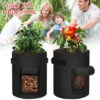 Sacchi Per Coltivazione 2 Pezzi Borsa Per Piante, Non Tessuto Borsa Per Piante Di Patate Borsa Con Manici E Finestra Di Visualizzazione (38L, Nero) HENGMEI