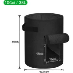 Sacchi Per Coltivazione 2 Pezzi Borsa Per Piante, Non Tessuto Borsa Per Piante Di Patate Borsa Con Manici E Finestra Di Visualizzazione (38L, Nero) HENGMEI -Vendite VIDAXL 88136588 2
