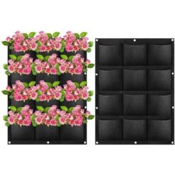 12 Poches Sacs De Plantation, Sacs De Plantation Suspendus Verticaux Sacs De Plantes De Plantation Avec Crochets En S Pour Balcony Jardin Cour Maison Decoration Murale