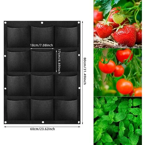 12 Poches Sacs De Plantation, Sacs De Plantation Suspendus Verticaux Sacs De Plantes De Plantation Avec Crochets En S Pour Balcony Jardin Cour Maison Decoration Murale 3 12 Poches Sacs De Plantation, Sacs De Plantation Suspendus Verticaux Sacs De Plantes De Plantation Avec Crochets En S Pour Balcony Jardin Cour Maison Decoration Murale - immagine 3