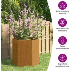 Fioriera Ruggine 40x40x45 Cm Acciaio Corten VidaXL -Vendite VIDAXL 88891453 4