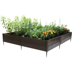 Orto Quadrato Modulare 260 Litri L120 X L120 X H20 Cm In Resina Marrone - POTALY