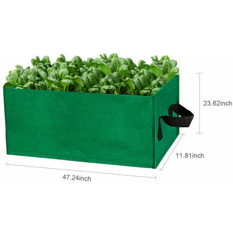 Rettangolare Giardino Grow Borse Fioriera Fioriera Aiuole Coltivazione Vasi Con Manici Feltro Traspirante Fioriera Borse Per Carote Cipolle Erbe Fiori Verdure 482412 PolliciNero 2 Rettangolare Giardino Grow Borse Fioriera Fioriera Aiuole Coltivazione Vasi Con Manici Feltro Traspirante Fioriera Borse Per Carote Cipolle Erbe Fiori Verdure 482412 PolliciNero - immagine 2