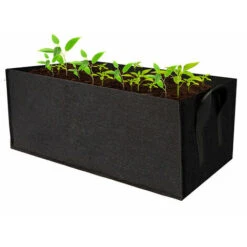 Rettangolo Giardino Grow Borse Fioriera Fioriera Aiuole Coltivazione Vasi Con Manici Feltro Traspirante Fioriera Borse Per Carote Cipolle Erbe Fiori Verdure 24x12x8 PolliciNero
