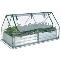 RELAX4LIFE Fioriera Da Esterno In Metallo, Mini Serra Per Orto Con Finestre, Aiuola Senza Fondo Per Giardino, Balcone, Terrazza E Cortile (Mini Serra, 180 X 91 X 90 Cm)