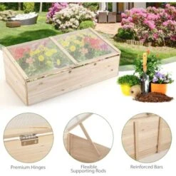 RELAX4LIFE Letto Rialzato In Legno, Serra In Legno Di Abete Con Copertura In PVC Trasparente, Struttura Fredda Con Copertura Superiore A Cerniera, Letto Di Protezione Delle Piante Per Il Giardino -Vendite VIDAXL 90447028 4