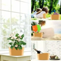 LITZEE Vaso Da Fiori Vasi Da Fiori Sospesi In Metallo, Gancio Staccabile, Fioriera Da Balcone O Da Giardino 27x 21 X 14,5 Cm Giallo -Vendite VIDAXL 90638864 5