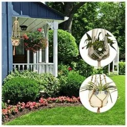 Arge Macrame Wall Hanging Indoor Outdoor Piante Corda Di Cotone Portavaso Decorazione Da Parete -Vendite VIDAXL 91202026 3