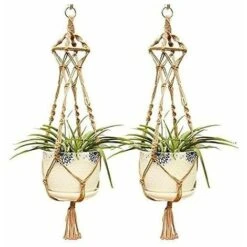 Arge Macrame Wall Hanging Indoor Outdoor Piante Corda Di Cotone Portavaso Decorazione Da Parete -Vendite VIDAXL 91202026 4
