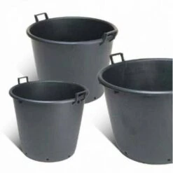 Vaso Mastello 30 Lt, ø 40 Cm, H.33 Cm Con Manici Color Nero Professionale Per Piante Da Giardino