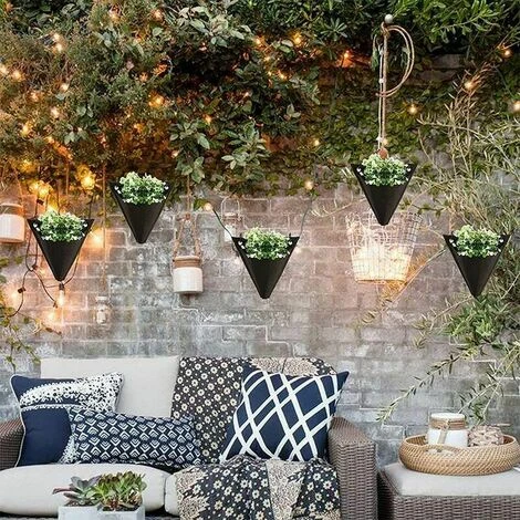BorsaPiante Da Parete Per Giardino Borsa Per Piante Verticale Borsa Per Piante Appesa Design Triangolare Con Ganci Decorazione Domestica Per Interni Ed Esterni Cortile 23 21 Cm3 Pezzi Neri 5 BorsaPiante Da Parete Per Giardino Borsa Per Piante Verticale Borsa Per Piante Appesa Design Triangolare Con Ganci Decorazione Domestica Per Interni Ed Esterni Cortile 23 21 Cm3 Pezzi Neri - immagine 5