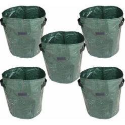 Grow Bags, Confezione Da 5 Sacchetti Per La Coltivazione In PE Con Manici, Vasi Traspiranti E Durevoli Per Patate, Fragole, Fiori E Verdure Da Giardino (10 Galloni) Green