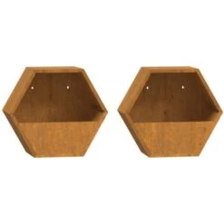 Fioriere Da Parete 2 Pz Ruggine In Acciaio Corten 30x10x25 Cm VidaXL
