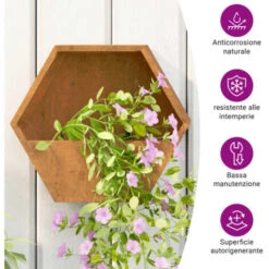 Fioriere Da Parete 2 Pz Ruggine In Acciaio Corten 30x10x25 Cm VidaXL -Vendite VIDAXL 92479892 4