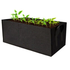Rettangolo Giardino Grow Bags Fioriera Piantare Letti Coltivazione Vasi Con Manici Traspirante Feltro Fioriera Borse Per Carote Cipolle Erbe Fiori Verdure 16x12x8 Pollici,Nero S