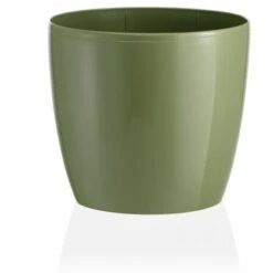 Vaso Tondo Madeira Luxy Colour In Plastica Colorati Da Esterno E Giardino Fiori Piante -11 Cm / Oliva