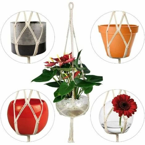 4er Macrame Cesto Appeso, Corda Di Cotone Cesto Appeso Vaso Di Fiori Robusto Porta Piante Macrame Cesto Appeso 4 Piedi 41 Pollici Appendiabiti Intrecciato A Mano Per Balcone Decorazione Giardino 3 4er Macrame Cesto Appeso, Corda Di Cotone Cesto Appeso Vaso Di Fiori Robusto Porta Piante Macrame Cesto Appeso 4 Piedi 41 Pollici Appendiabiti Intrecciato A Mano Per Balcone Decorazione Giardino - immagine 3