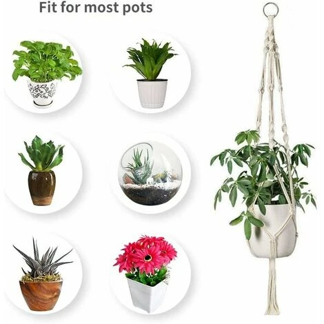 4er Macrame Cesto Appeso, Corda Di Cotone Cesto Appeso Vaso Di Fiori Robusto Porta Piante Macrame Cesto Appeso 4 Piedi 41 Pollici Appendiabiti Intrecciato A Mano Per Balcone Decorazione Giardino 4 4er Macrame Cesto Appeso, Corda Di Cotone Cesto Appeso Vaso Di Fiori Robusto Porta Piante Macrame Cesto Appeso 4 Piedi 41 Pollici Appendiabiti Intrecciato A Mano Per Balcone Decorazione Giardino - immagine 4