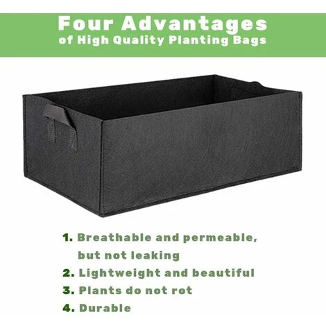 Borsa Da Coltivazione Rettangolare Con Manici Confezione Da 5 Contenitori Quadrati Per Piante Rialzate Sacchetti Quadrati In Tessuto Per Aerazione Per Fiori E Verdure 3 Borsa Da Coltivazione Rettangolare Con Manici Confezione Da 5 Contenitori Quadrati Per Piante Rialzate Sacchetti Quadrati In Tessuto Per Aerazione Per Fiori E Verdure - immagine 3