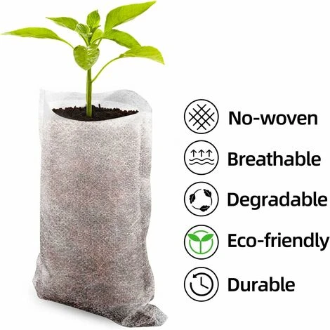 Sacchetto Biodegradabile Per Piantine, 300 Pezzi Sacchetti Per Piante Non Tessuti Sacchetti Per Piante Da Giardino Adatti Per Verdure, Pomodori, Uva - Tre Dimensioni 2 Sacchetto Biodegradabile Per Piantine, 300 Pezzi Sacchetti Per Piante Non Tessuti Sacchetti Per Piante Da Giardino Adatti Per Verdure, Pomodori, Uva - Tre Dimensioni - immagine 2