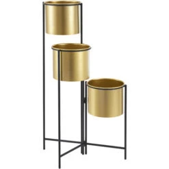 Nova Set 3 Porta Fiori Ideale Per Ogni Spazio Della Casa Vasi Color Oro E Telaio Nero -Vendite VIDAXL 94576742 5