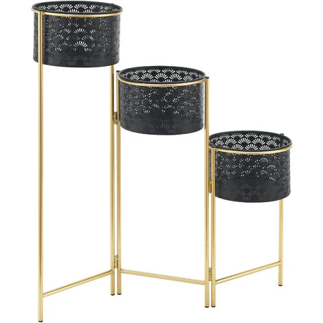 Nova Set Da 3 Portapiante Neri Da Interni E Struttura Pieghevole Pieghevole Oro 5 Nova Set Da 3 Portapiante Neri Da Interni E Struttura Pieghevole Pieghevole Oro - immagine 5