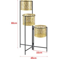 Nova Set Da 3 Portapiante Dal Design Elegante Con Vasi Color Oro E Telaio Nero -Vendite VIDAXL 94577238 3