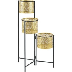 Nova Set Da 3 Portapiante Dal Design Elegante Con Vasi Color Oro E Telaio Nero -Vendite VIDAXL 94577238 4