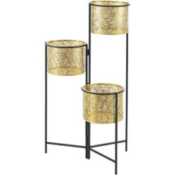 Nova Set Da 3 Portapiante Dal Design Elegante Con Vasi Color Oro E Telaio Nero -Vendite VIDAXL 94577238 5