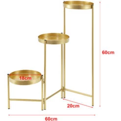 Nova Set Da 3 Sottovasi Per Piante Da Interni Con Telaio A Scala Color Oro -Vendite VIDAXL 94577579 3