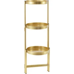 Nova Set Da 3 Sottovasi Per Piante Da Interni Con Telaio A Scala Color Oro -Vendite VIDAXL 94577579 5