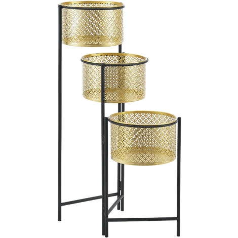 Nova Set Da 3 Portapiante Color Oro Da Interni E Struttura Pieghevole Pieghevole Nera 4 Nova Set Da 3 Portapiante Color Oro Da Interni E Struttura Pieghevole Pieghevole Nera - immagine 4