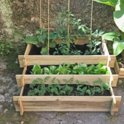 Onlywood Confezione 2 Pezzi Orti Rialzati CASCATA 3 Livelli In Legno Trattato 100 X 100 X 27 Cm