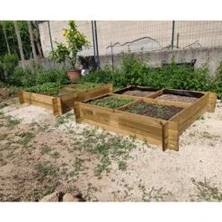 Onlywood Confezione 2 Pezzi Orti Rialzati 4 Scomparti In Legno Trattato 100 X 100 X 18 Cm -Vendite VIDAXL 94992942 3