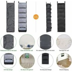 Borsa Per Fioriera Da Parete, 6 Tasche Borsa Per Fioriera Verticale Fioriere Da Appendere All'aperto Per Balcone Giardino Cortile Decorazione Per La Casa Dell'ufficio (grigio) -Vendite VIDAXL 95220589 4