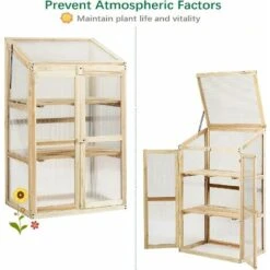 GIANTEX Serra Da Balcone In Legno Di Abete, Piccola Serra Per Piante, Mini Serra In Policarbonato Trasparente, Giardino E Terrazzo, Con Luce Adeguata, Naturale (60 X 45 X 100 Cm) 6 GIANTEX Serra Da Balcone In Legno Di Abete, Piccola Serra Per Piante, Mini Serra In Policarbonato Trasparente, Giardino E Terrazzo, Con Luce Adeguata, Naturale (60 X 45 X 100 Cm) -Vendite VIDAXL 95418703 2