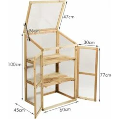 GIANTEX Serra Da Balcone In Legno Di Abete, Piccola Serra Per Piante, Mini Serra In Policarbonato Trasparente, Giardino E Terrazzo, Con Luce Adeguata, Naturale (60 X 45 X 100 Cm) 8 GIANTEX Serra Da Balcone In Legno Di Abete, Piccola Serra Per Piante, Mini Serra In Policarbonato Trasparente, Giardino E Terrazzo, Con Luce Adeguata, Naturale (60 X 45 X 100 Cm) -Vendite VIDAXL 95418703 4