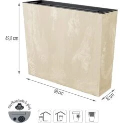 Prosperplast POT EFFETTO BETON CASE URBI, Con Deposito, Dimensioni 580x180x498 Mm, Colore Crema -Vendite VIDAXL 95502641 3